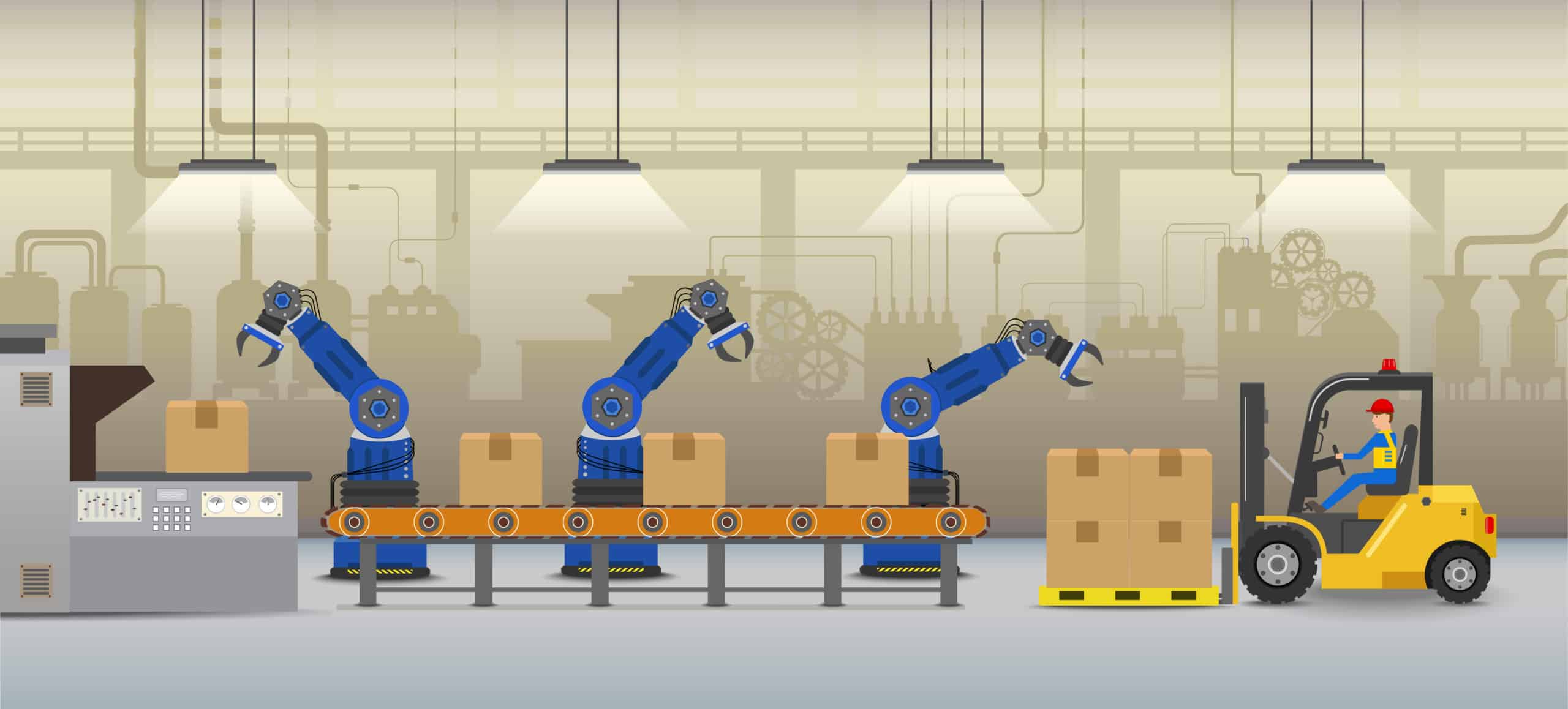 Vector illustration of automation factory concept.