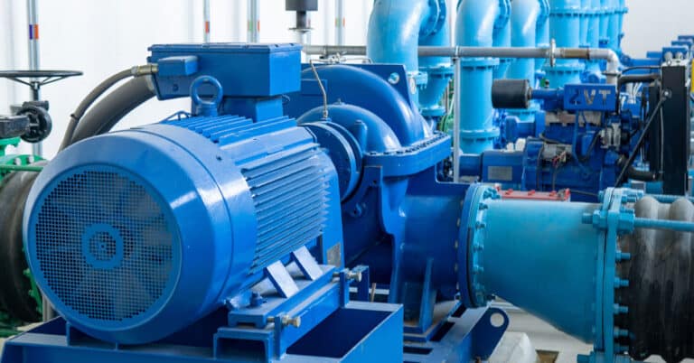 Blue motor in manufacturing facility