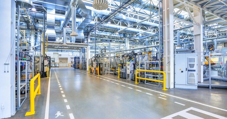 Clean and organized factory floor
