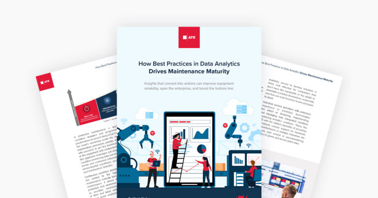PDF pages of eBook titled 'Leveraging Data Analytics to Drive Maintenance Maturity'.
