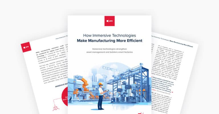 PDF pages of the eBook 'How Immersive Technologies Make Manufacturing More Efficient'.