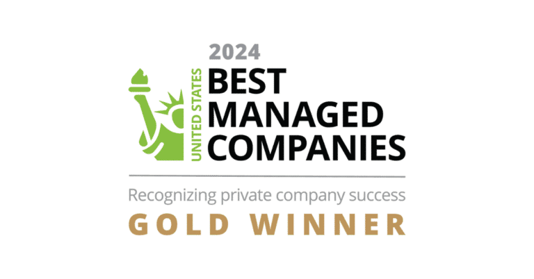 Award logo for the 'US Best Managed Company, Gold Standard Honoree' recognition.