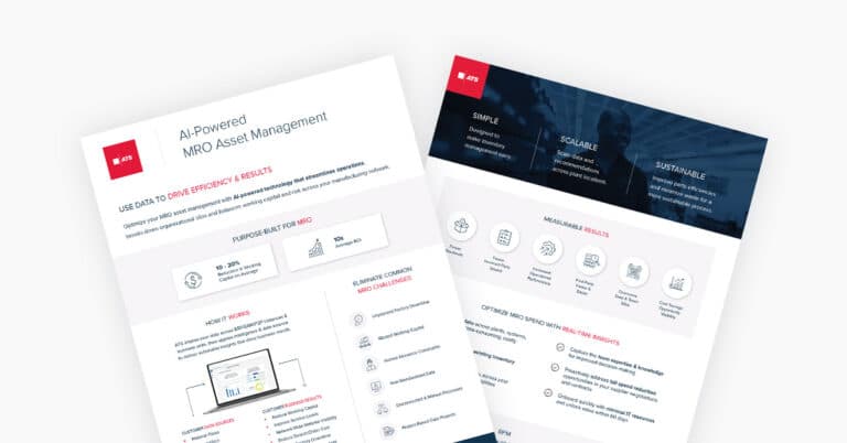 PDF pages of info sheet 'AI-Powered MRO Asset Management'.