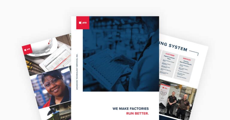 PDF pages of ATS company overview brochure.
