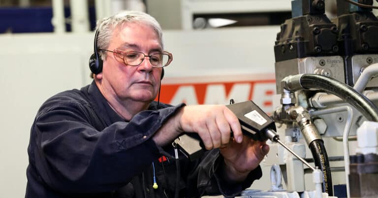 ATS technician working at customer facility