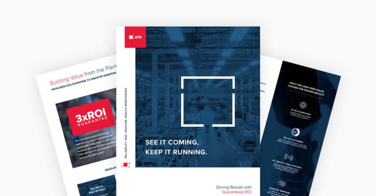 PDF pages of machine health monitoring brochure.