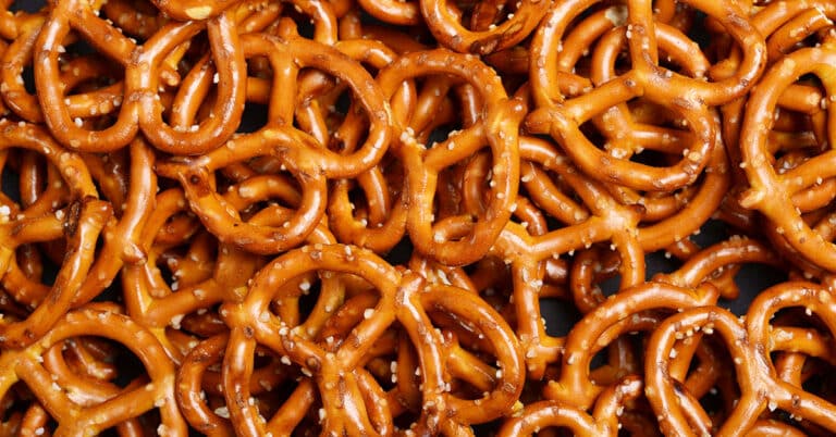 Closeup of salted pretzels