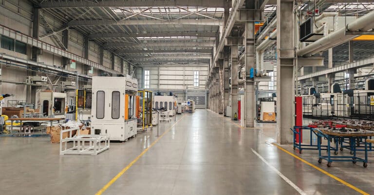 Mechanical equipment in factory workshop.