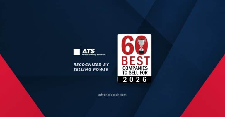 Graphic celebrating ATS recognition by Selling Power for the top 60 best companies to sell for in 2026.